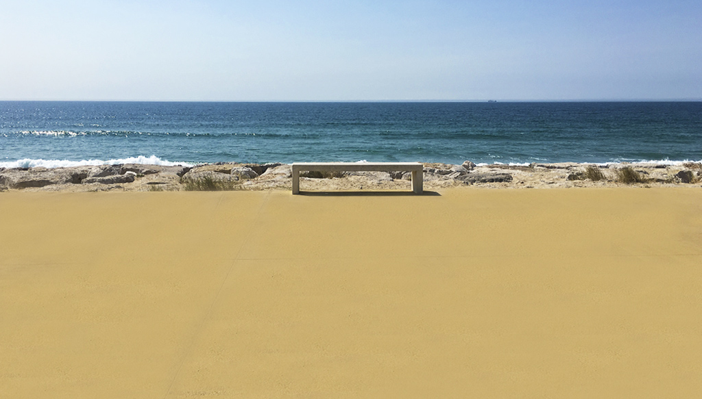 pigmento amarillo aplicado en el paseo maritimo de Costa da Caparica en Portugal